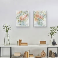 Шедьовър Художествена галерия бяло зеле рози и & и от Карол Робинсън платно изкуство печат набор от
