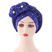 Yubnlvae модна жена мъниста шапка шапка за рак на рак капачка за сън капачки сатени облицовани капаци за коса сини