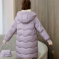 Топли зимни палта за жени зимно яке топло озеленяване с качулка с по -гъст палто джоб джобни дрехи пурпурно m