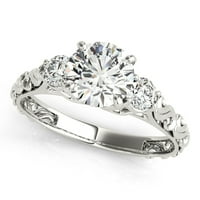 Jewelmore 0. Ct. HALO Round Cut Classic Three Stone Diamond Adgance Ring за жени