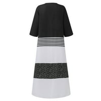 Sundresses for Women Sleeve V-образен отпечатан плаж A-Line рокли Черно L