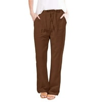 Товарни панталони за жени с висока талия за ежедневни панталони ежедневни модни модни цветове цвят кафяв размер xxl
