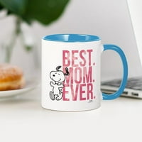 Cafepress - Snoopy Най -добрата мама някога халба - унция керамична чаша - чаша за новост за кафене