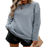Жени пуловер с пуловер с кабел с кабел за врата