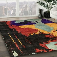 Ahgly Company Machine Wareable Indoor Rectangle Abstract Brown Area Rugs, 8 '12'