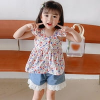 Baozhu Baby Girls без ръкави за камизол тениски летни модни цветни върхове памук рамо детски момичета тий тениски тениски