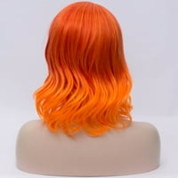 Уникални изгодни перуки за човешка коса за жени дама 14 градиент оранжева къдрава перука с перука капачка