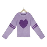 Smihono Clearance Пуловер Любов сърдечен печат с дълъг ръкав плетен пулове
