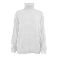 Суичър Roliyen за жени от пуловера за рамо небрежно плетено твърд пуловер с дълъг ръкав