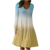 Женска мода с дълъг ръкав кръгъл градиент на шията Голям люлеещ се плажен рокля