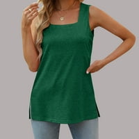 Tankini върхове за жени Просвежен моден отпечатан кръгла врата Удобна разхлабена тениска без ръкави Блуза Небрежна тренировка