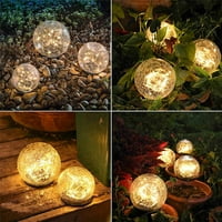 LED слънчева пътека Лека външна градина декор, слънчева градинска топка светлина, пукнатина стъклена топка слънчева глобус светлина, топла бяла светодиодна светлин