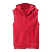 Penkiiy жилетка за мъже модни мъже без ръкави солидна качулка с тънка тънка яке блуза върхове риза червена жилетка