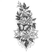 Yifudd водоустойчиви стикери, скици татуировки стикери абстрактни стикери розови цветя