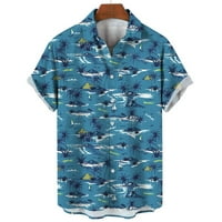 Хавайска плажна риза за мъже ревера бутон с къс ръкав върхове Хараджуку Стрийту кокосово дърво Печат Мъжки дрехи тениска блуза