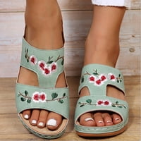Кожени сандали жени облечени летни пикани пръсти Платфорд сандали обувки плажни клинове дами джапанки флопи ортопедични сандали