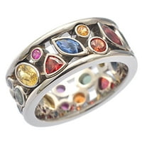 Нископрофилни пръстени за жени момичета Елегантни сватбени бижута Бяла скъпоценен камък мед Размер 6- Подаръци за пръстени