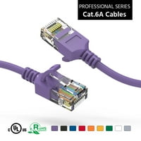 1.5ft Cat6a UTP Slim Ethernet Network Booted Cable 28awg Purple, Pack