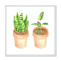 Дизайнарт 'фикус и Сансевиерия вътрешни зелени домашни домашни растения' традиционна рамка платно за стена арт принт