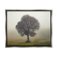 Ступел индустрии Самотно дърво селски пасища снимка блясък сив плаваща рамка платно печат стена изкуство, дизайн от Игор Витомиров