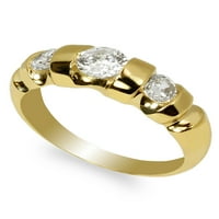 Мъжки 10k жълто злато 0,5ct кръг CZ годежен лента Размер на пръстена 7-12