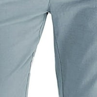Daqian потни панталони за мъже Просвет Мъжки бизнес свободни големи размери Еластична талия памук всички мачове от твърд цвят Мъжки панталони Просвет светлосин 14