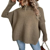 Небрежни обикновени пуловери с дълъг ръкав кафяви пуловери