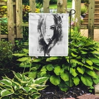 Акварел бяла жена лице ръка абстрактна боя портрет момиче водна градина флаг декоративен флаг къща банер