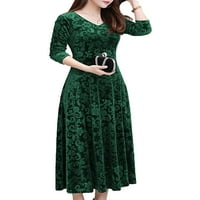 Капрези дами с висока талия макси рокли тънък прилягане на дълъг ръкав рокля парти v шия черно зелено 3xl