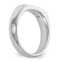 Солиден 14k бяло злато пет каменни диамантен канал комплект сватбена лента с размер на пръстена