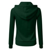 Не пропускайте Himiway Fall Jackets за продажба Женски моден есен и зимен цип твърд цвят яке с качулка палто зелено xxl
