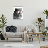 Ступел индустрии Модерен котка носенето глем Мода розови Слънчеви очила графично изкуство сива рамка изкуство печат стена изкуство, дизайн от Зивей ли