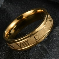 Anvazise широки римски числа мъже звъни от неръждаема стомана Прост гладък пръстен на пръстена Модни бижута Сребро САЩ 8