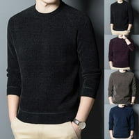 Мъжки зимни топли дебели плетени пуловер дълъг ръкав пуловер Блузи Черен 4хл