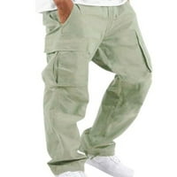 Мъже еластични дъна на талията многопокети работни панталони тактически панталони на открито светло зелено 2xl