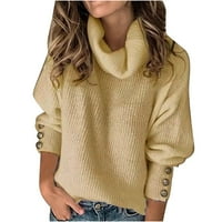 Детесбула пуловери за жени Просвещение Модна женска солидна костенурка с дълъг ръкав в стила на дълги ръкави свободни дами дами върхове блуза