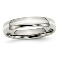 Мъжки длето от неръждаема стомана комфортен сватбен пръстен със сребърна инкрустация