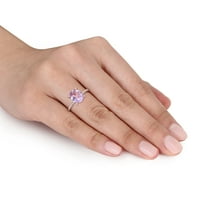 Миабела Дамски 2-Каратов Овал Т. Г. в. Розе дьо Франс карат Т. в. диамант 10кт Розово злато овален пръстен