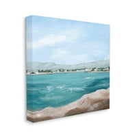 Ступел индустрии морски град плаж вълни живопис галерия увити платно печат стена изкуство, дизайн от Грейс Поп