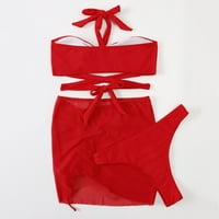 Gubotare Trendy Bikinis за женски бански костюми за къпане със солидни бикини с бикини, червени l