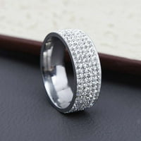 Amousa от неръждаема стомана бяла цирконова лента сватбена лента годежен пръстен