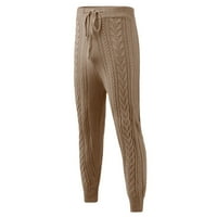 B91xz мъжки панталони Мъжки панталони Панталони Малка цветова тенденция младежки плетени тънки панталони кафяви, размер l
