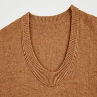 Sherrylily Womens v Neck Lead Laveal Sweaters Fashion Knit Ribbed с дълъг ръкав Небрежна пуловер туника