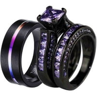 Съвпадащи пръстени двойка пръстен черно злато, покрита принцеса, нарязани 1ct cz жени сватбени пръстени комплекти