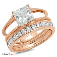 2. си1-си и-Дж 18к годеж от розово злато Сватбен сватбен комплект дизайнерски пръстен бв комплект с кристални странични камъни размер 10