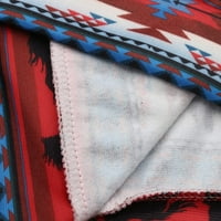 Дълги качулки за жени ацтеки Качулати жени суитчър Есен Шнур етнически стил Полиестер Пуловер жените случайни Дълъг ръкав западни Плюс размер Дамски дрехи червено 3ХЛ