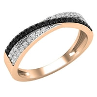 Колекция Дазлингрок 0. Карат кръг черно и бяло диамант кросоувър Сватбена халка за жени в 10к Розово злато, размер 6