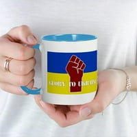 Cafepress - Слава на Украйна халби - унция керамична чаша - чаша за чаена чай за новост на кафе