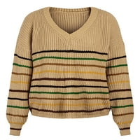 Enwejyy пролетни жени ежедневни райета с v-образен пуловер с плетене на пуловер