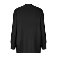 Разчистване дълги жилетки за блуза палто на пуловера с дълъг ръкав на жените, черно